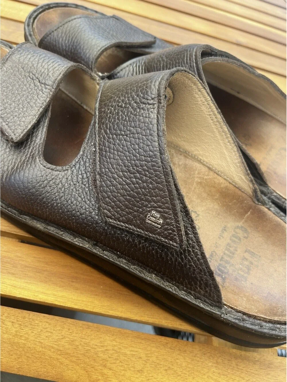 Finn Comfort Riad Men's Size 13 Brown Buggy Leather Slide Sandal EUR 47